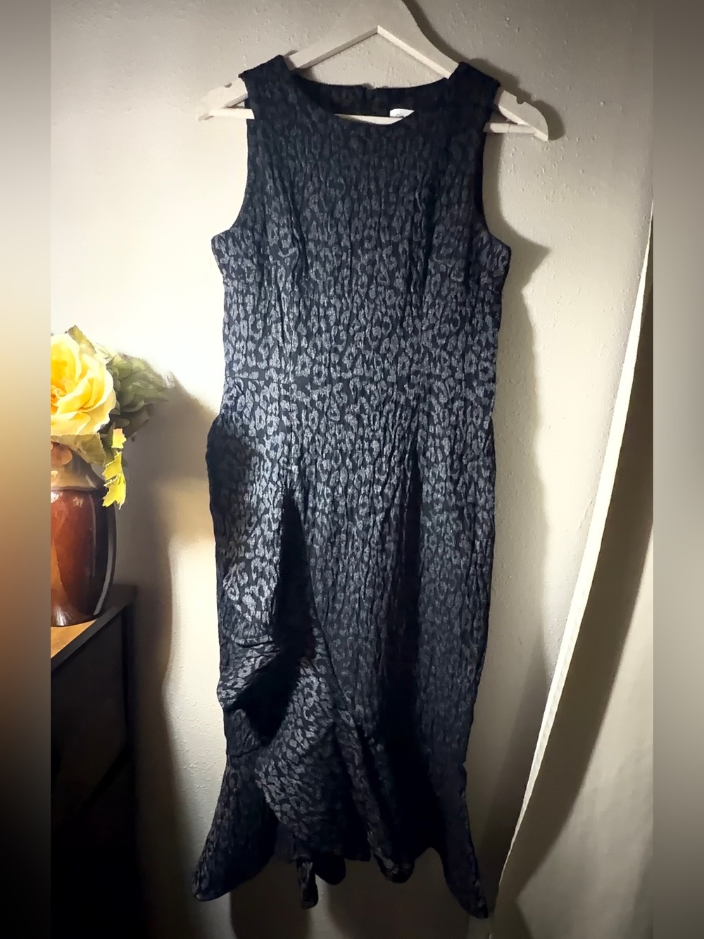Calvin Klein Black Leopard Jacquard Maxi Dress